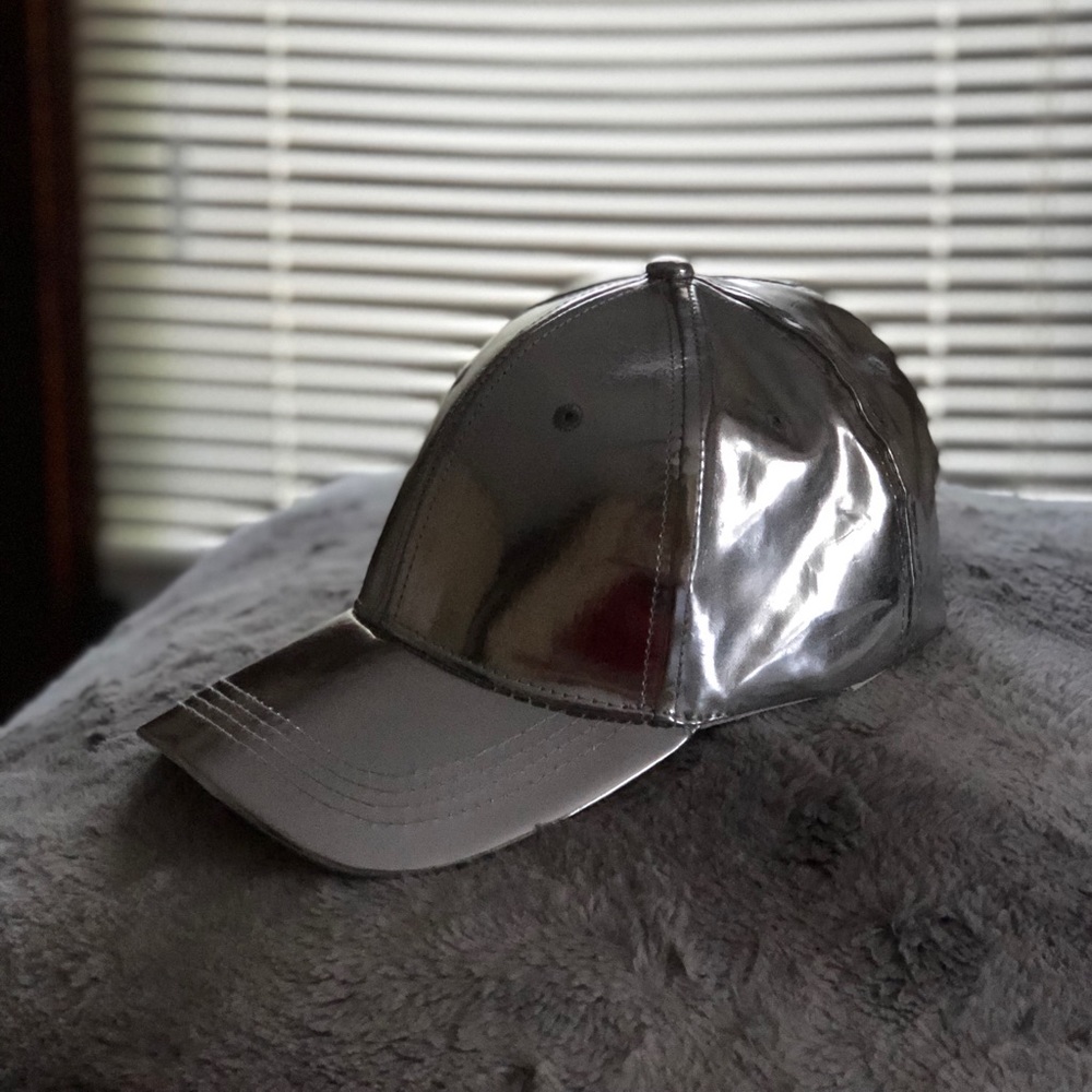 Baseball Cap Hat Metallic Silver New